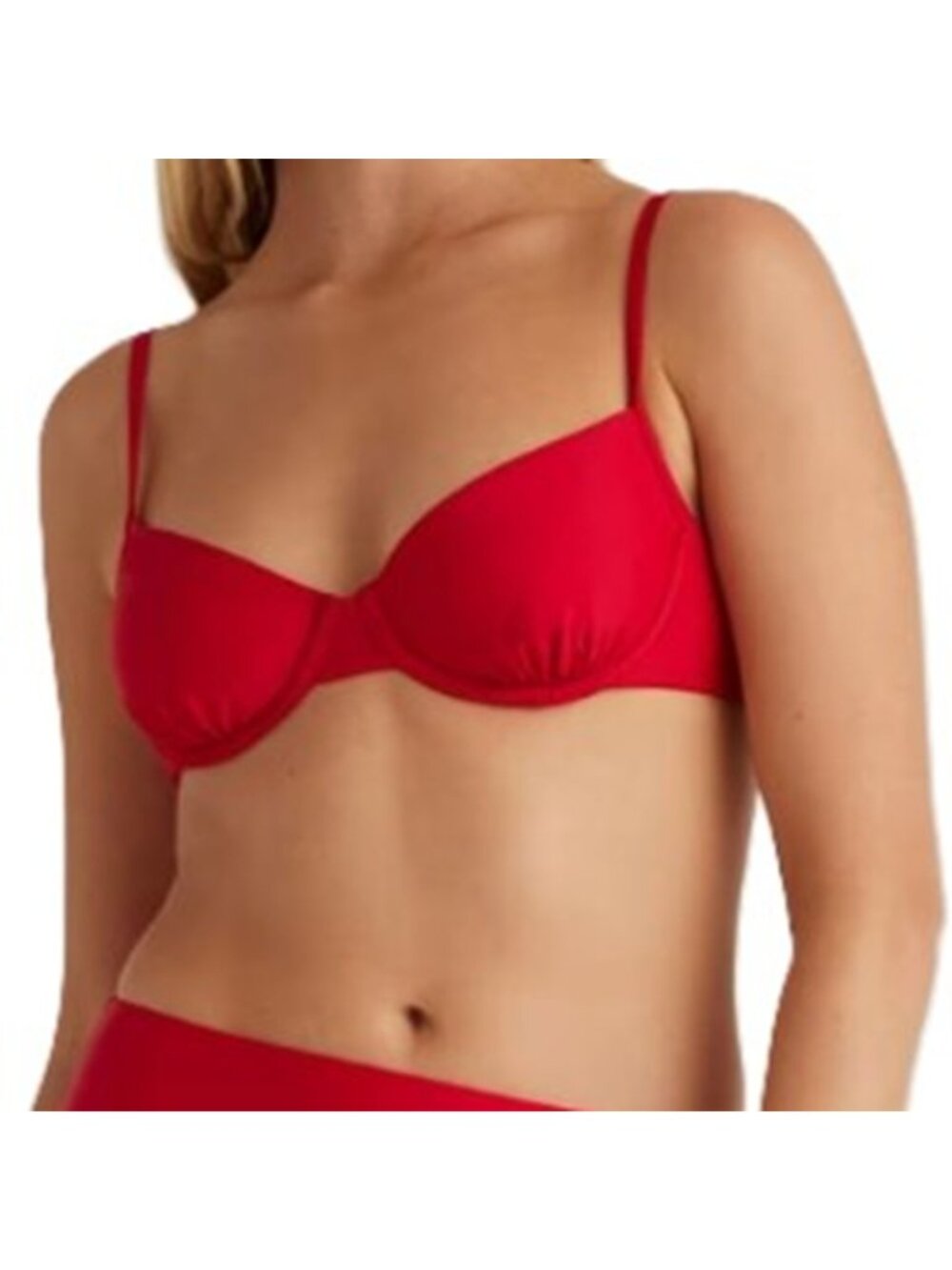 Quince Italian Demi Bikini Top Cherry Red Small NWT